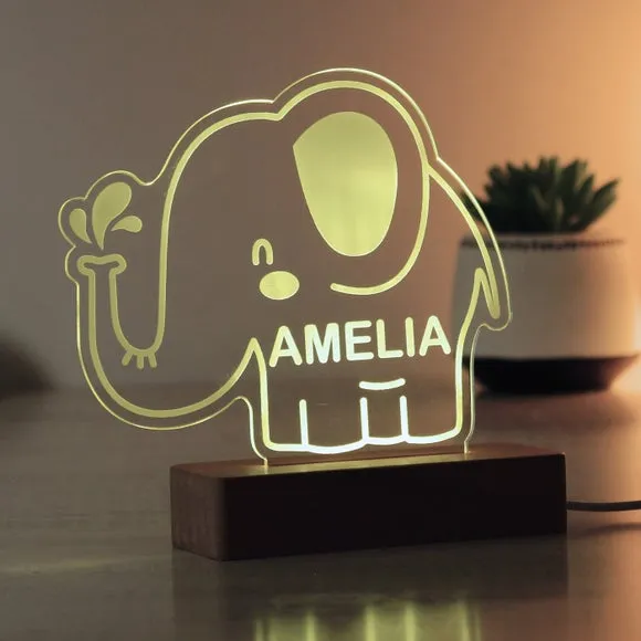 Elephant LED Night Light - Natural, Wood