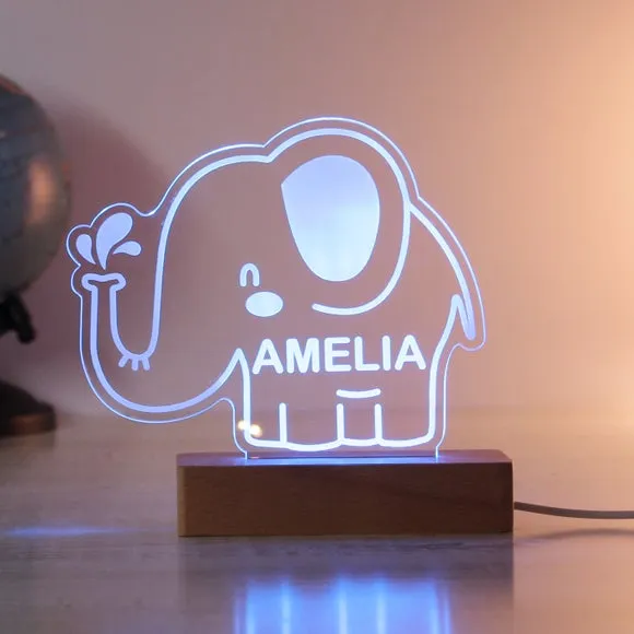 Elephant LED Night Light - Natural, Wood