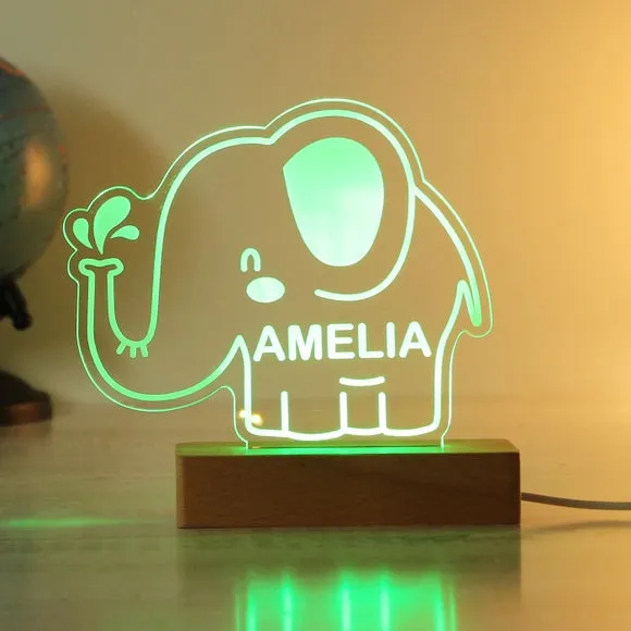 Elephant LED Night Light - Natural, Wood