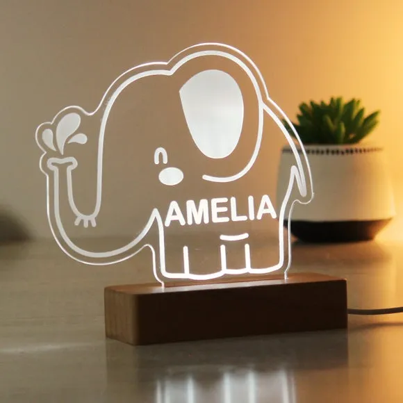 Elephant LED Night Light - Natural, Wood image