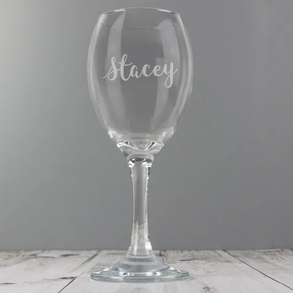 Engraved Wine Glass - Clear, Glass