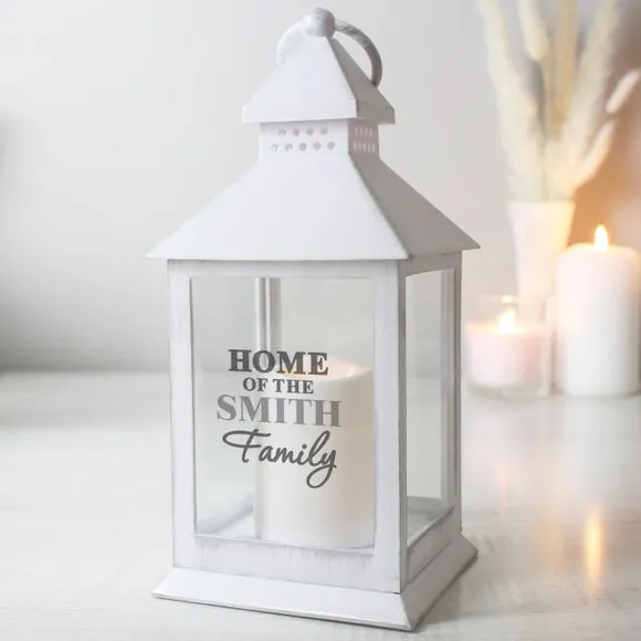 Family Lantern with Personalisation - White
