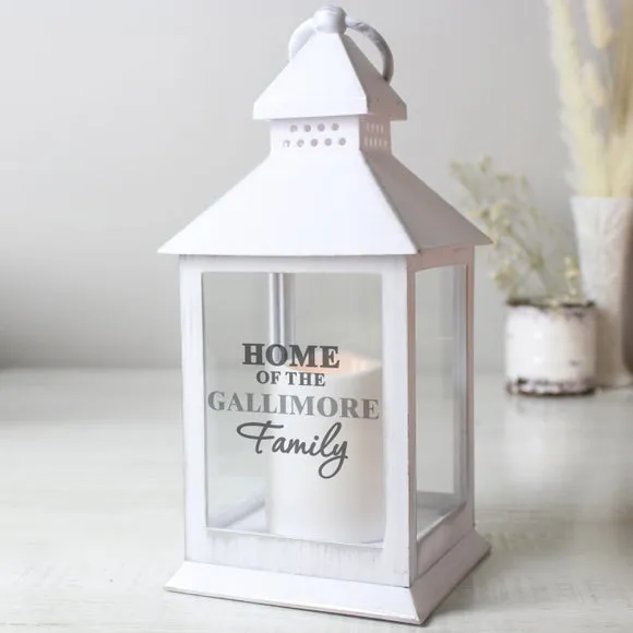 Family Lantern with Personalisation - White