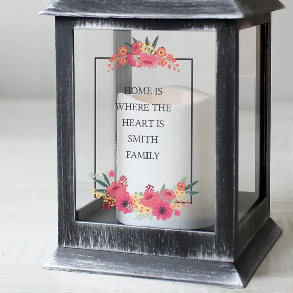 Floral Lantern with Personalisation - Black