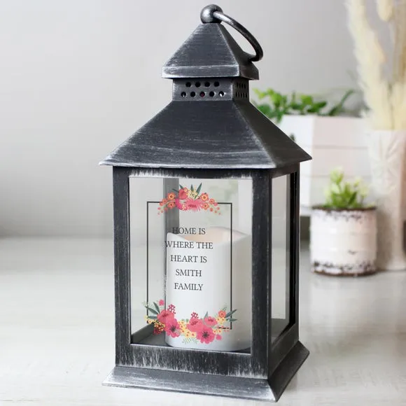 Floral Lantern with Personalisation - Black