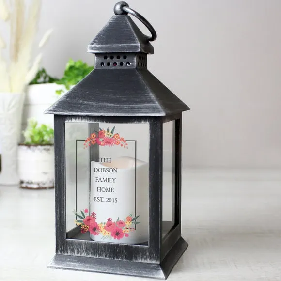 Floral Lantern with Personalisation - Black image