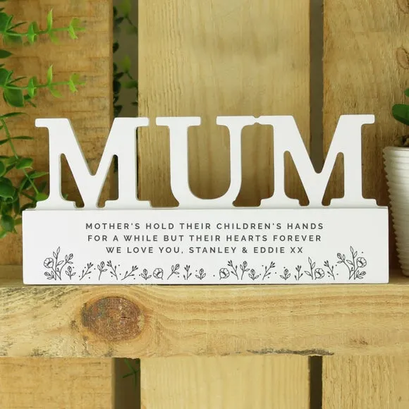 Floral Wooden Mum Ornament - White, Wood