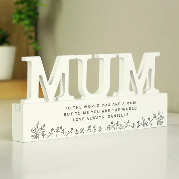 Floral Wooden Mum Ornament - White, Wood image