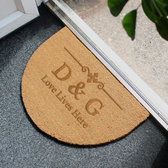 Half Moon Doormat Personalised - Brown, Coir