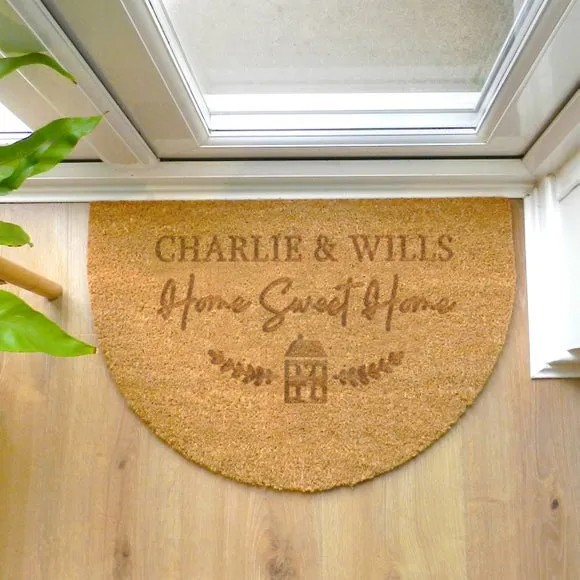 Half Moon Personalised Doormat - Brown, Coir