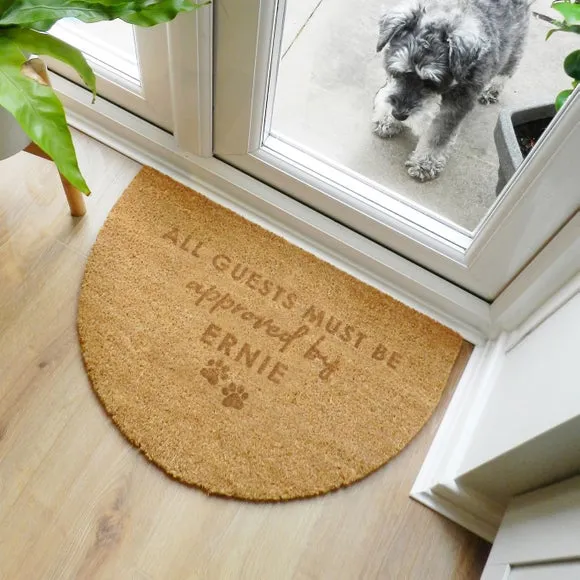 Half Moon Pet Doormat Personalised - Brown, Coir