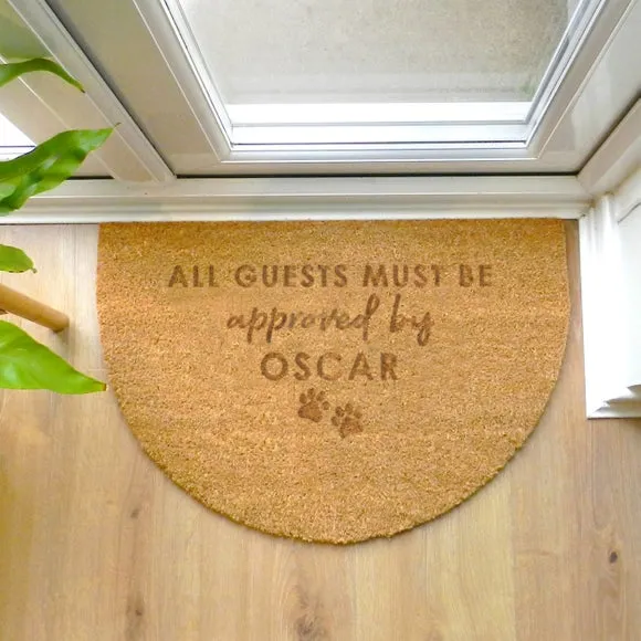 Half Moon Pet Doormat Personalised - Brown, Coir