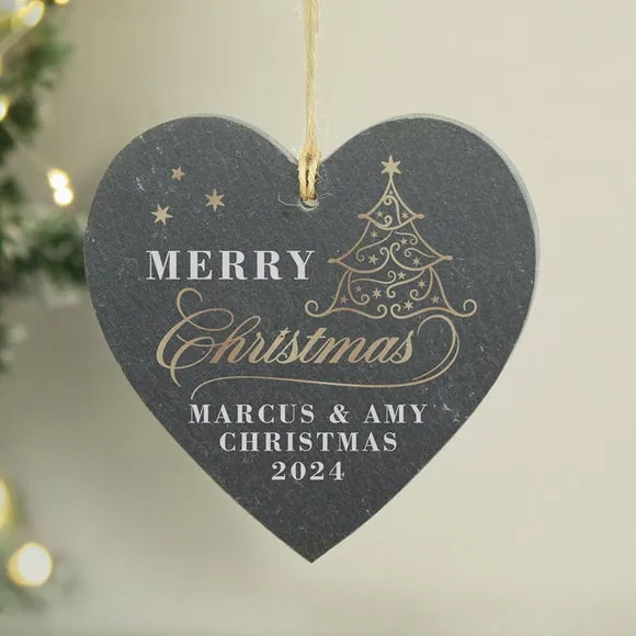 Heart Christmas Decoration - Grey, Slate