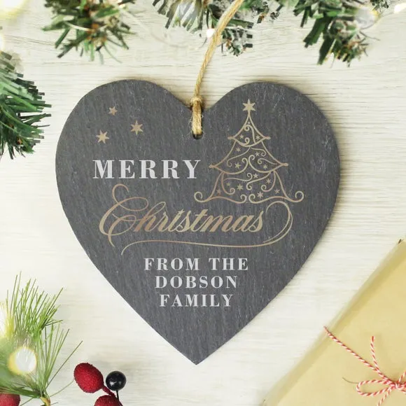 Heart Christmas Decoration - Grey, Slate