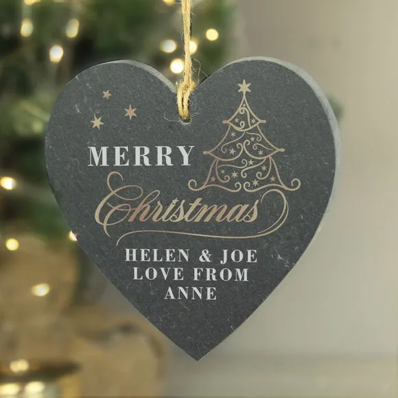 Heart Christmas Decoration - Grey, Slate