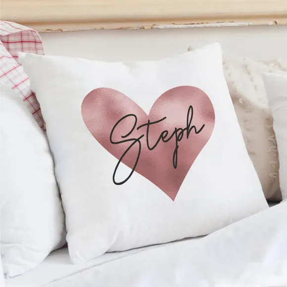 Heart Cushion with Personalisation - White