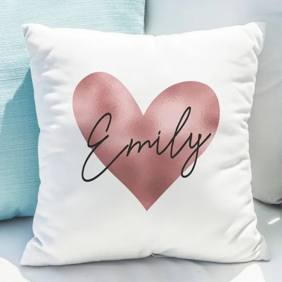 Heart Cushion with Personalisation - White