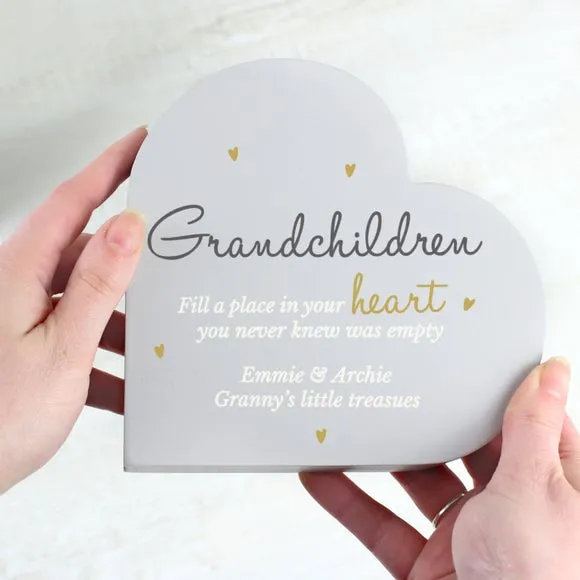 Heart Ornament Personalised - Grey, Wood