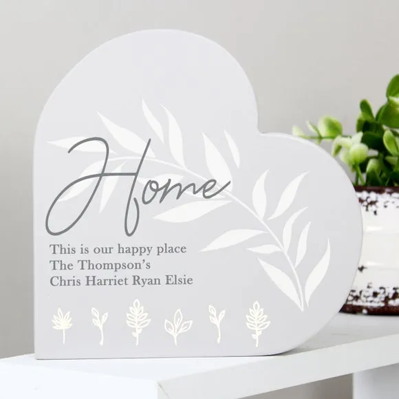 Heart Ornament with Leaf Decor - Grey, Wood image