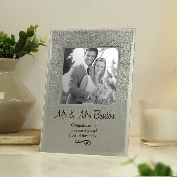 Heart Swirl Photo Frame - Silver, Glitter Glass