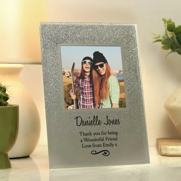 Heart Swirl Photo Frame - Silver, Glitter Glass