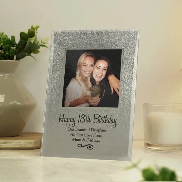 Heart Swirl Photo Frame - Silver, Glitter Glass