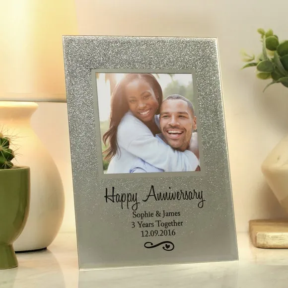 Heart Swirl Photo Frame - Silver, Glitter Glass