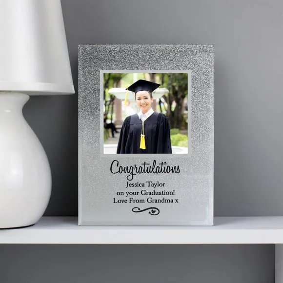 Heart Swirl Photo Frame - Silver, Glitter Glass