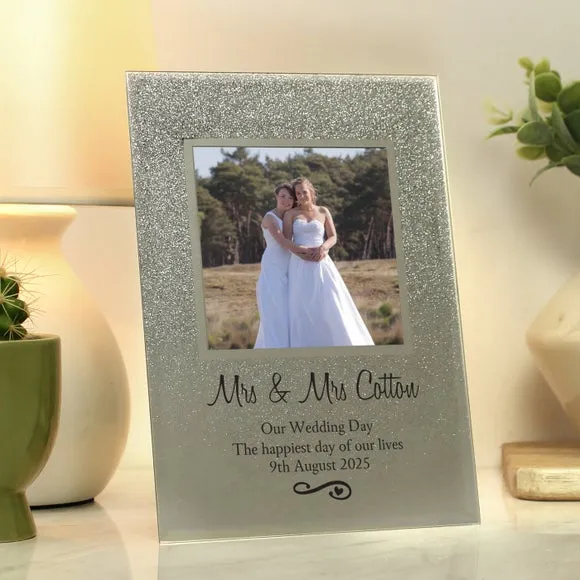 Heart Swirl Photo Frame - Silver, Glitter Glass image