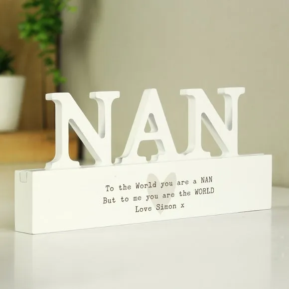 Heart Wooden Ornament Personalised - White