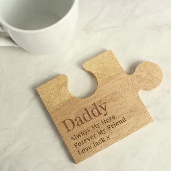 Jigsaw Piece Ornament Personalised - Natural Wood