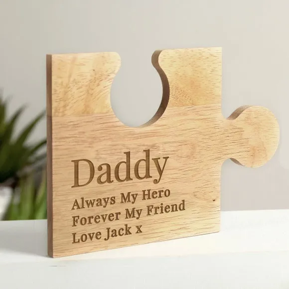 Jigsaw Piece Ornament Personalised - Natural Wood