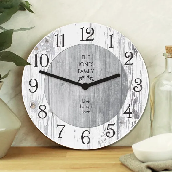 Large Wall Clock Personalised - Grey, Wood image