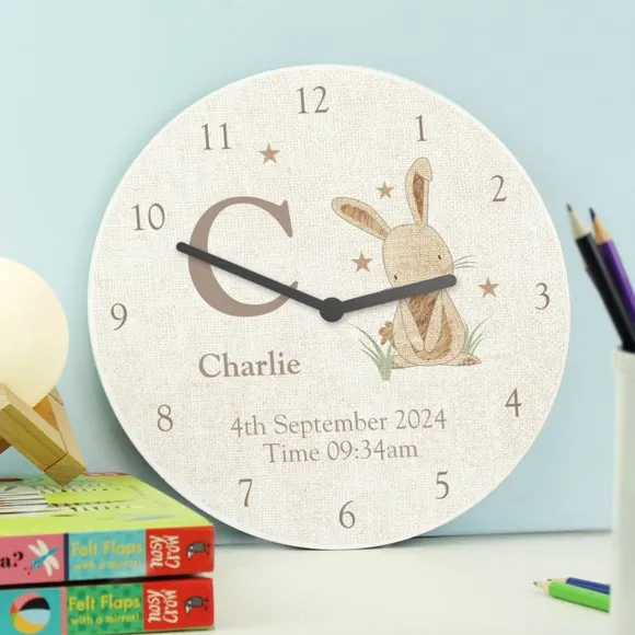 Large Wall Clock Personalised - Natural, Wood