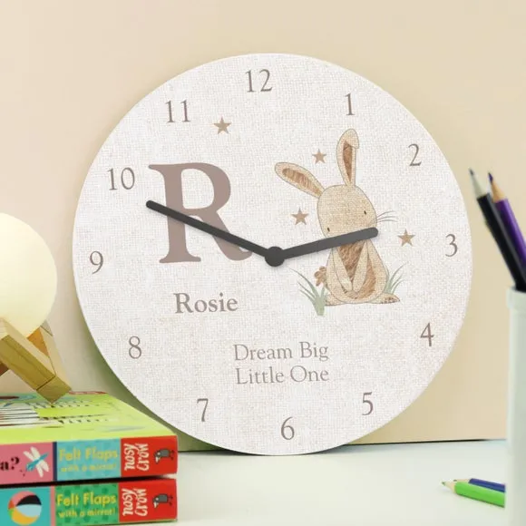 Large Wall Clock with Giraffe - Natural, Wood