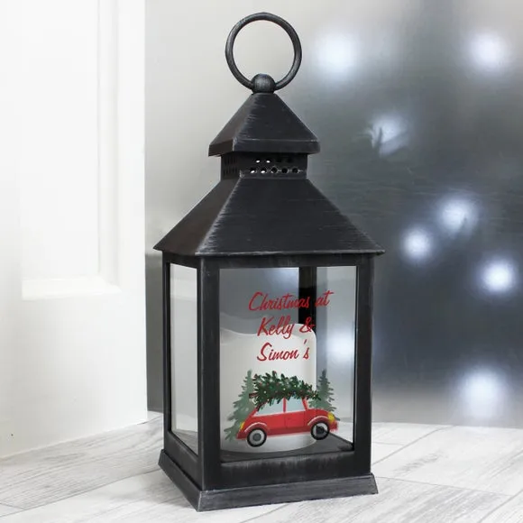 LED Lantern with Personalisation - Black, Plastic