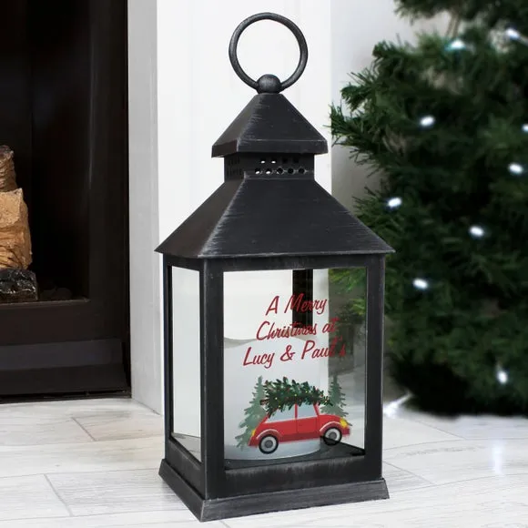LED Lantern with Personalisation - Black, Plastic