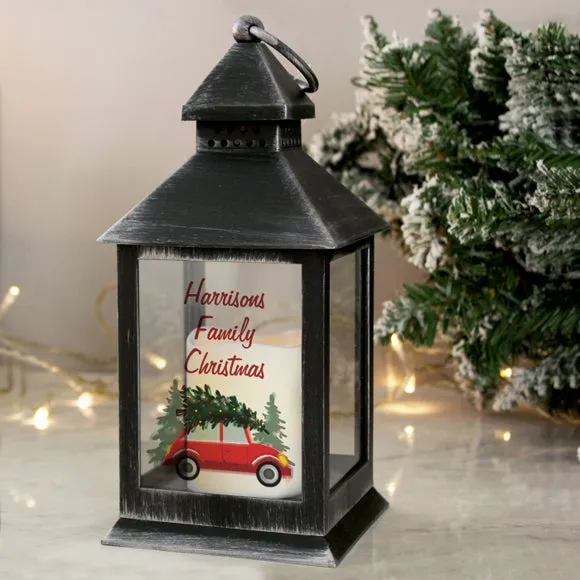 LED Lantern with Personalisation - Black, Plastic image