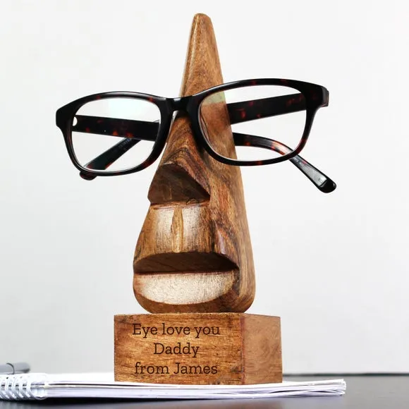 Nose Shaped Glasses Holder - Natural, Acacia Wood