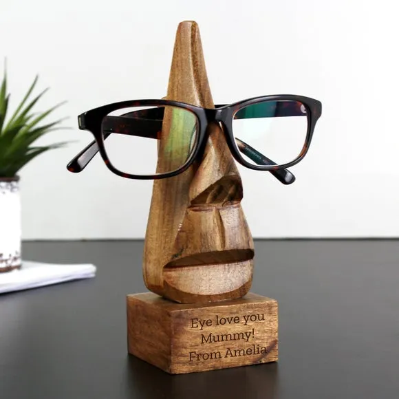 Nose Shaped Glasses Holder - Natural, Acacia Wood image