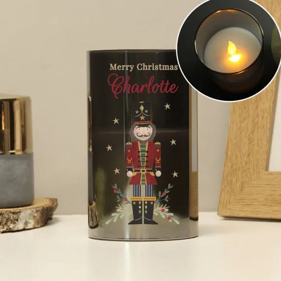 Nutcracker LED Candle with Personalisation - Grey