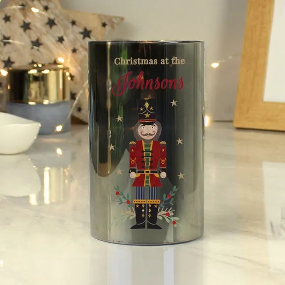 Nutcracker LED Candle with Personalisation - Grey