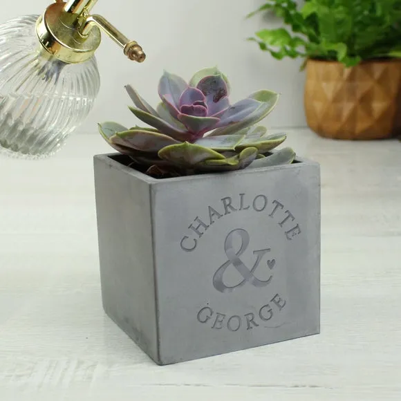 Personalised Ampersand Plant Pot - Grey, Ceramic
