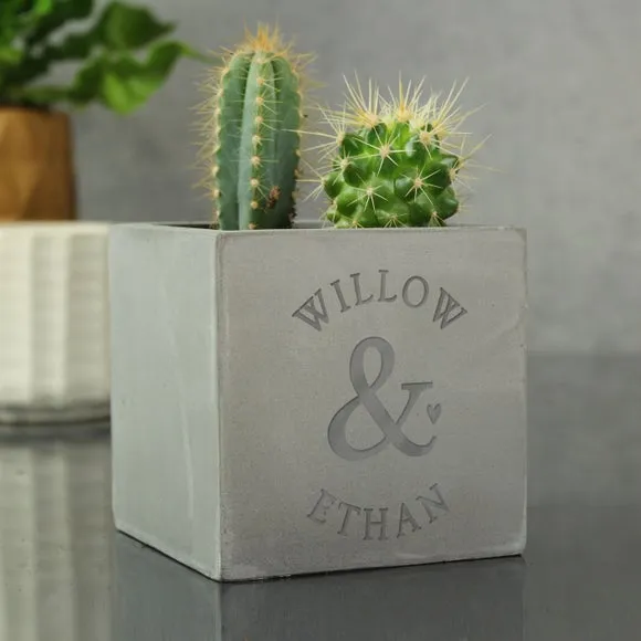 Personalised Ampersand Plant Pot - Grey, Ceramic