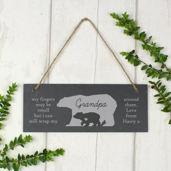 Personalised Bear Slate Door Plaque - Grey