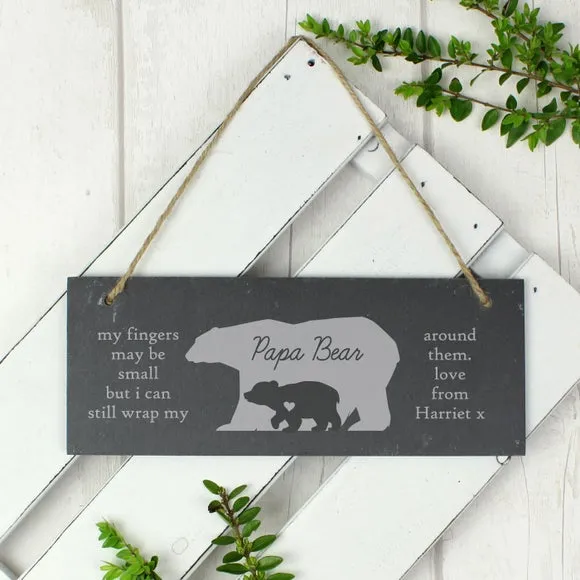 Personalised Bear Slate Door Plaque - Grey image