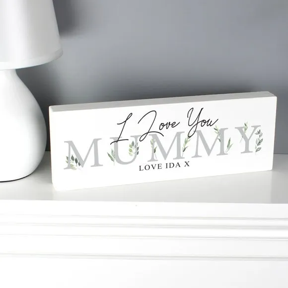 Personalised Botanical Block Sign - White, Wood