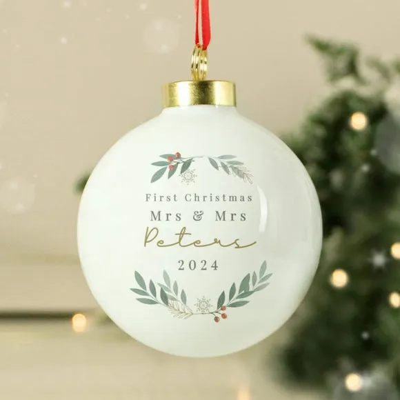 Personalised Christmas Bauble - White, Ceramic