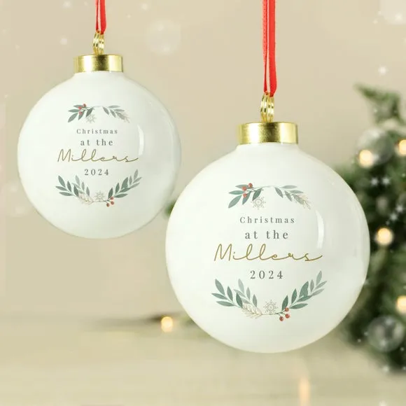 Personalised Christmas Bauble - White, Ceramic image