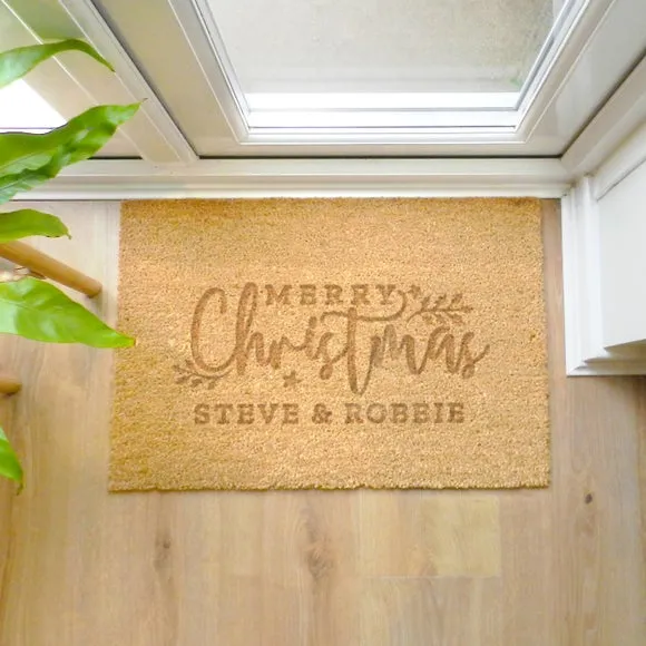 Personalised Christmas Indoor Doormat - Brown, Coir image